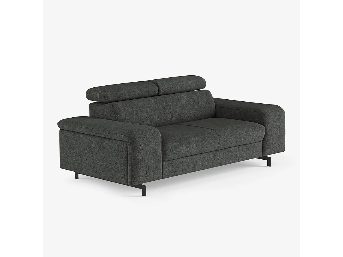 Divano 2 posti moderno in ciniglia con poggiatesta regolabile Vella - Grigio Scuro