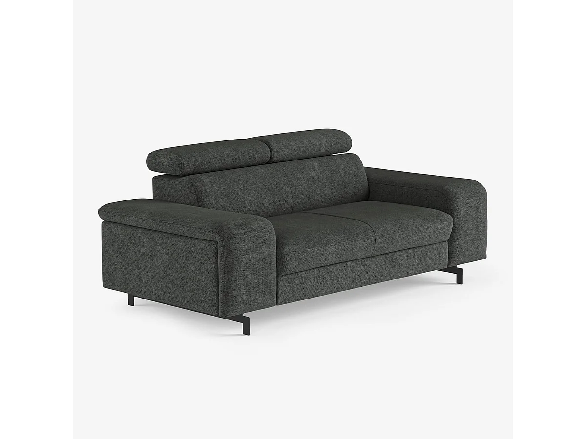 Sofá moderno de 2 plazas en chenilla con reposacabezas ajustable Vella - Gris Oscuro