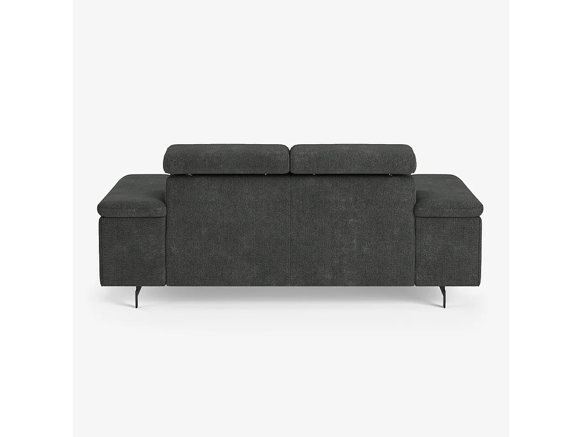 Sofá moderno de 2 plazas en chenilla con reposacabezas ajustable Vella - Gris Oscuro