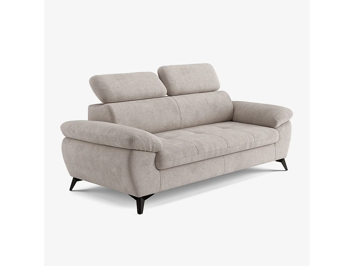 Divano 3 posti moderno di design con poggiatesta regolabile Kira - Grigio