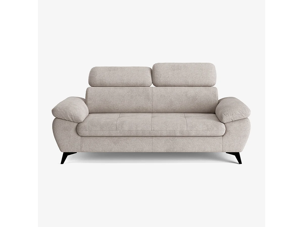 Divano 3 posti moderno di design con poggiatesta regolabile Kira - Grigio