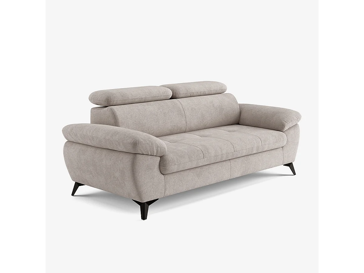 Divano 3 posti moderno di design con poggiatesta regolabile Kira - Grigio