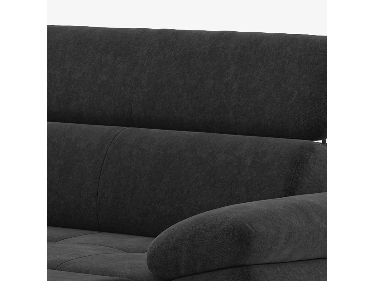 Sofá 3 plazas con chaise longue izquierda y reposacabezas reclinable Rilo - Negro