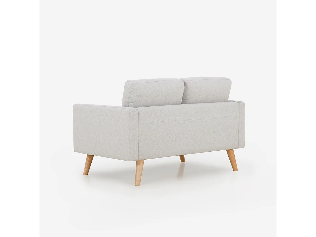 Sofá de diseño moderno escandinavo de 2 plazas de tela Marek - Beige