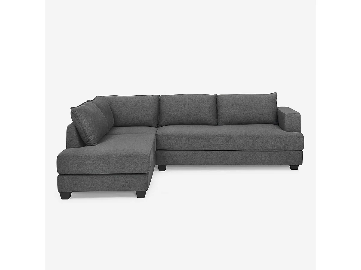 Divano design angolare 3 posti moderno in tessuto grigio Alhena