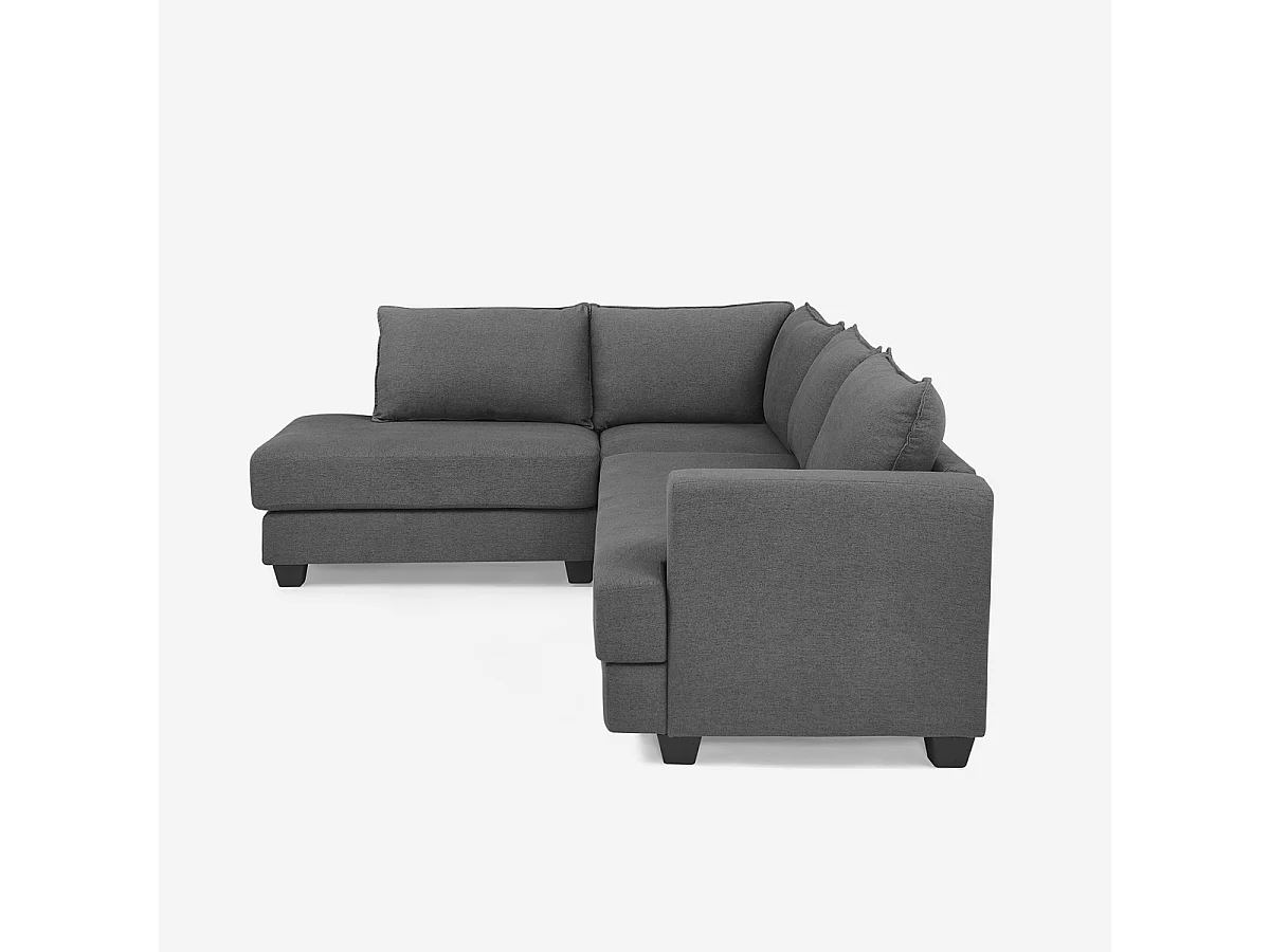 Divano design angolare 3 posti moderno in tessuto grigio Alhena