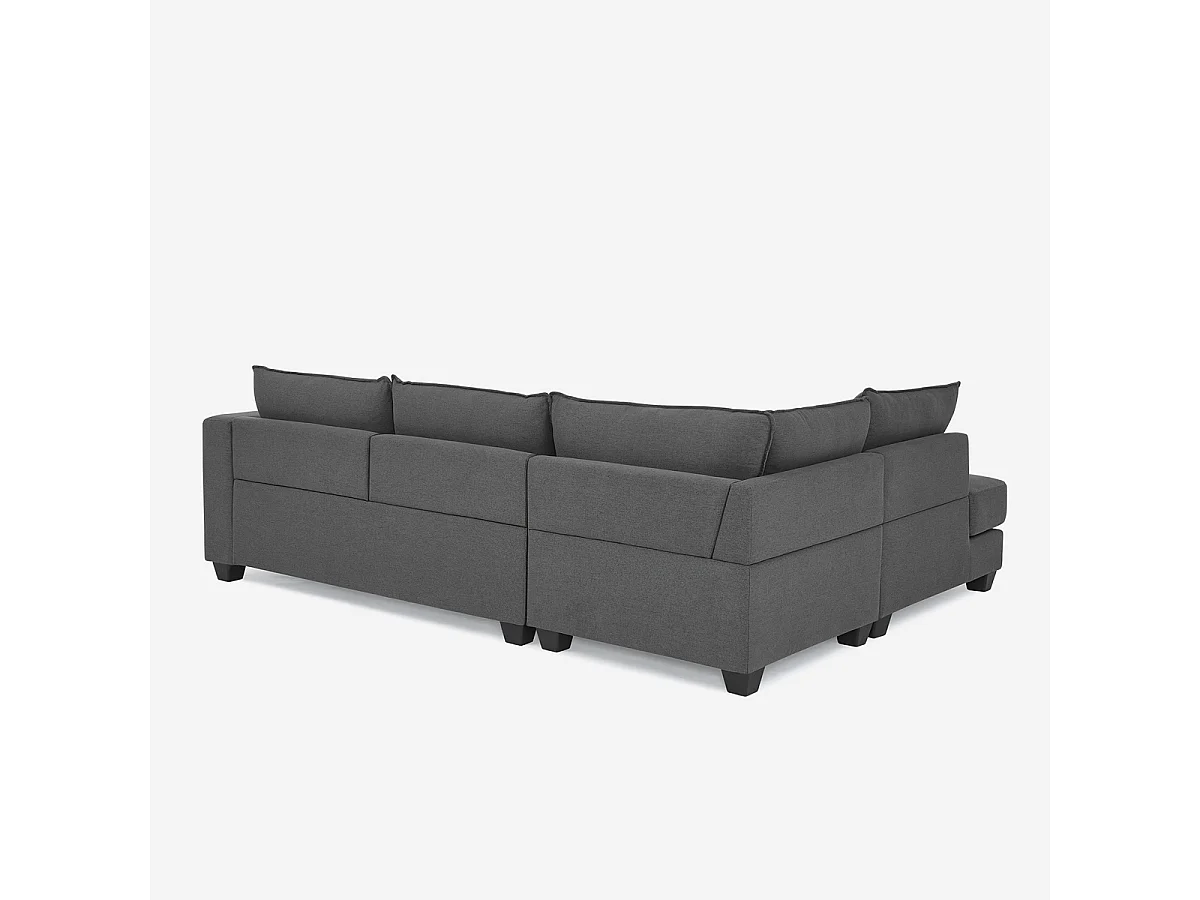 Divano design angolare 3 posti moderno in tessuto grigio Alhena