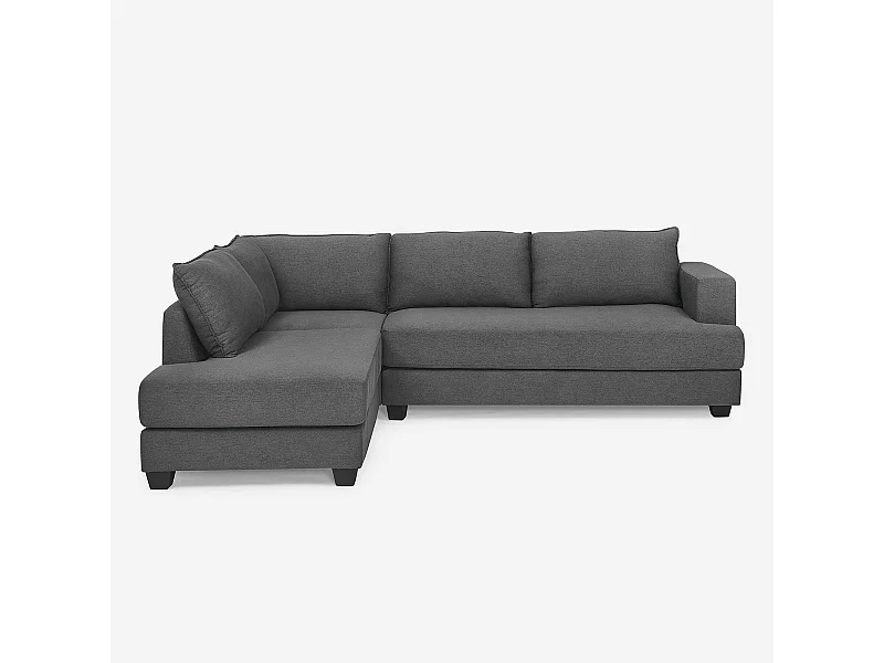 Divano design angolare 3 posti moderno in tessuto grigio Alhena