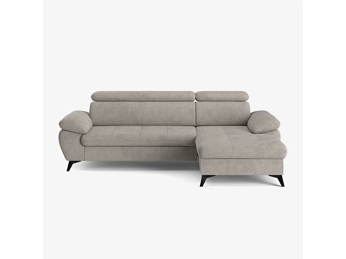 Sofá moderno de 3 plazas con chaise longue a la derecha y reposacabezas ajustable Torav - Gris
