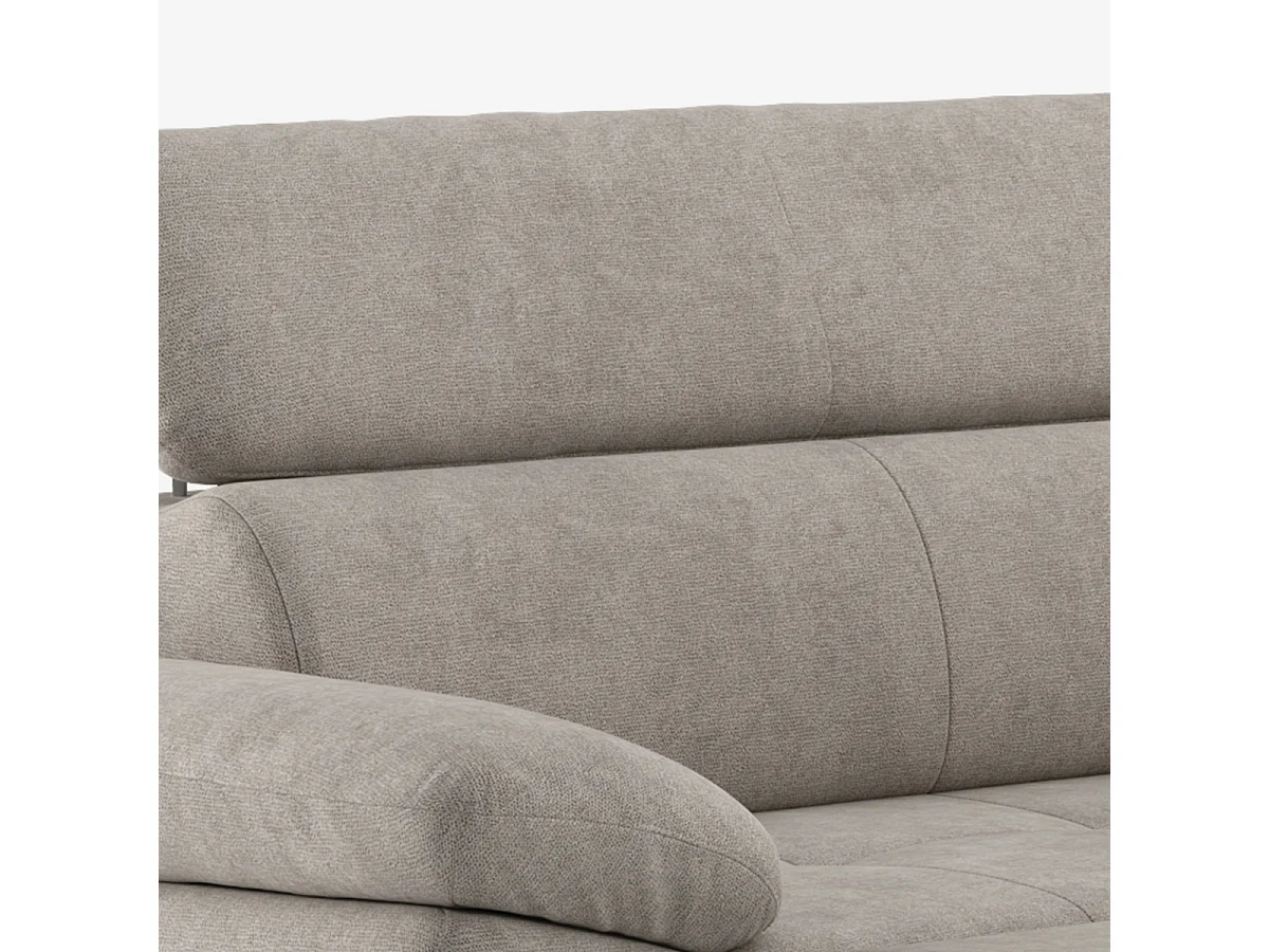 Sofá moderno de 3 plazas con chaise longue a la derecha y reposacabezas ajustable Torav - Gris