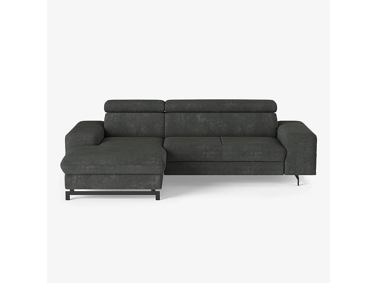 Sofá esquinero de 3 plazas con chaise longue izquierda y reposacabezas ajustable Liora - Gris Oscuro
