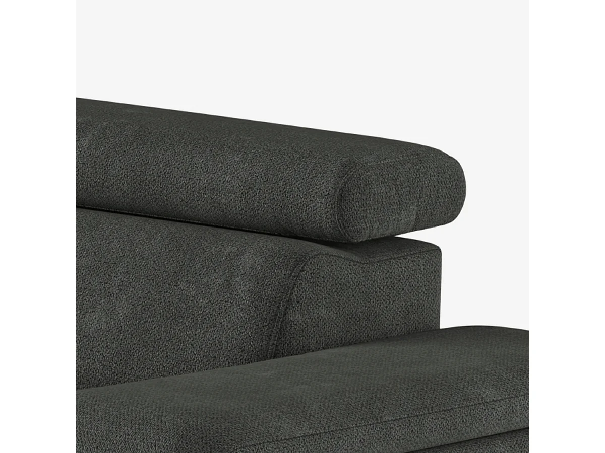 Sofá esquinero de 3 plazas con chaise longue izquierda y reposacabezas ajustable Liora - Gris Oscuro