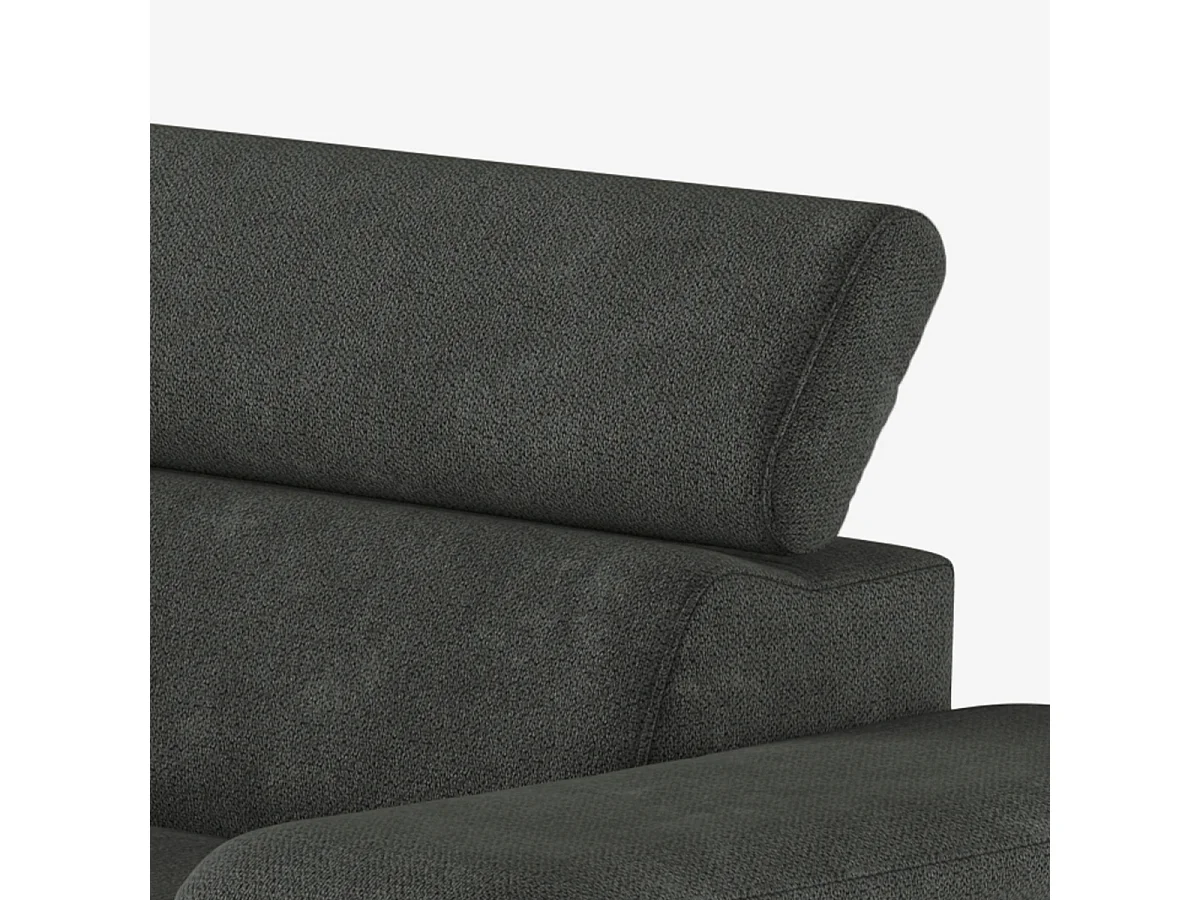 Sofá esquinero de 3 plazas con chaise longue izquierda y reposacabezas ajustable Liora - Gris Oscuro