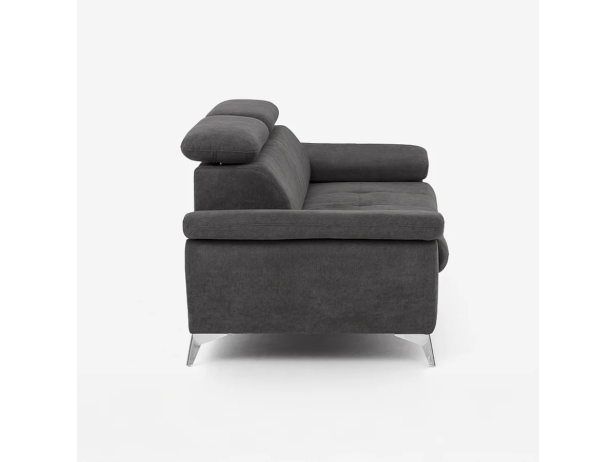 Sofá moderno de 3 plazas en tela con respaldo y reposabrazos ajustables Zana - Negro