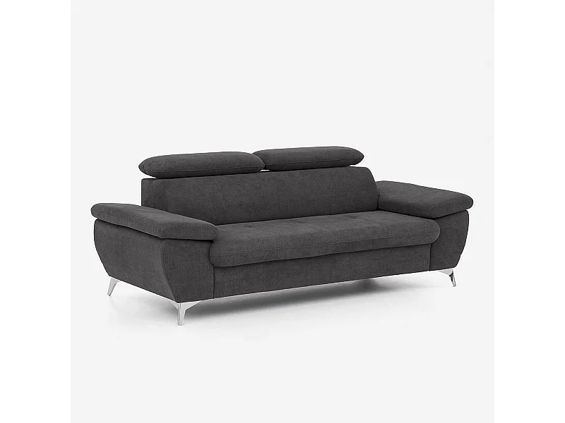 Moderner 3-Sitzer Stoffsofa mit verstellbarer Rückenlehne und Armlehnen Zana - Schwarz