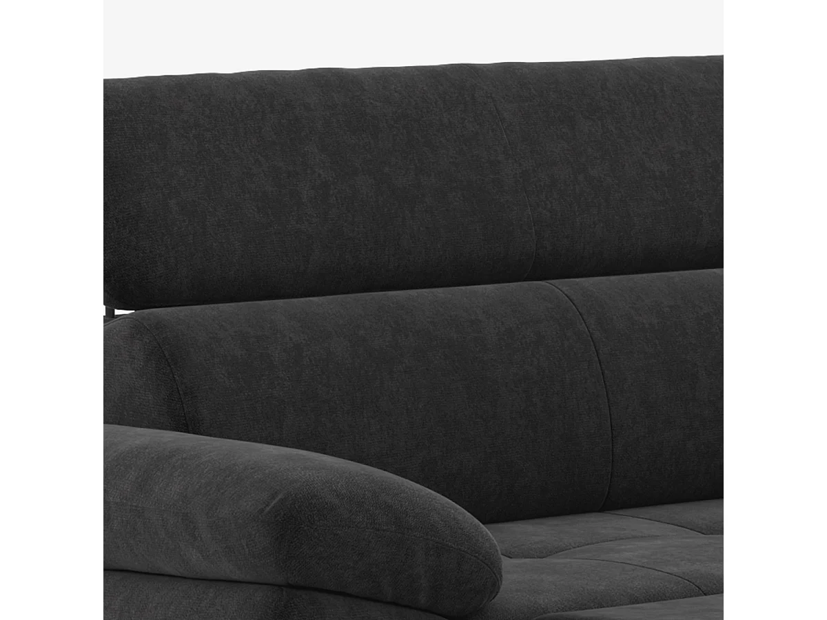 Sofá moderno de 3 plazas con chaise longue a la derecha y reposacabezas ajustable Torav - Negro