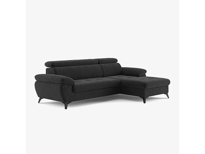 Moderner 3-Sitzer-Sofa mit rechter Liegefläche und verstellbarer Kopfstütze Torav - Schwarz