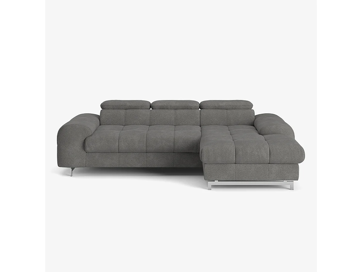 Sofá rinconero 3 plazas con chaise longue derecha y reposacabezas ajustable Zafra - Antracita