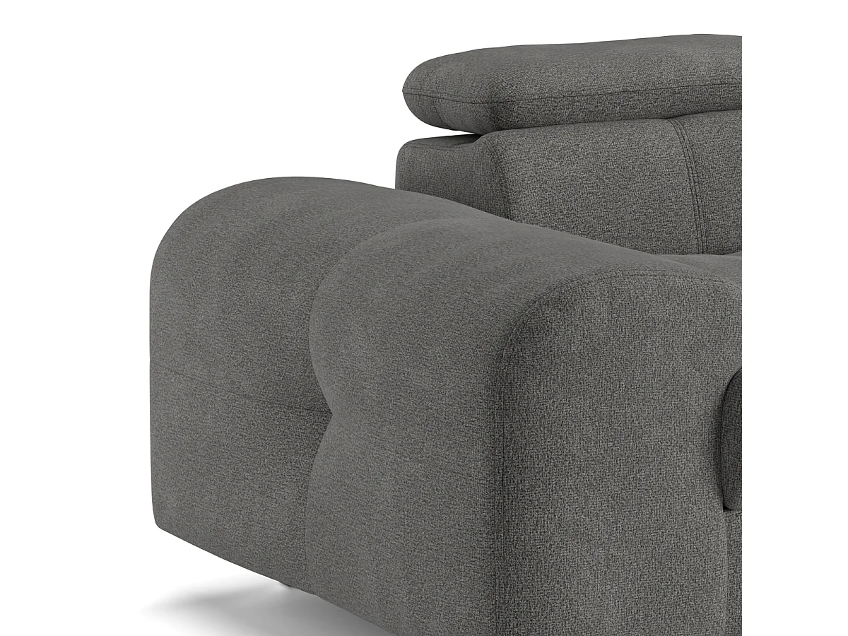 Sofá rinconero 3 plazas con chaise longue derecha y reposacabezas ajustable Zafra - Antracita