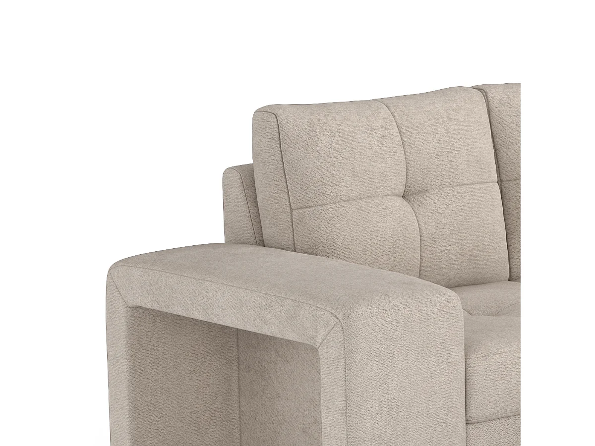 Sofá esquinero moderno de 3 plazas con chaise longue a la derecha y puff Vilo - Gris