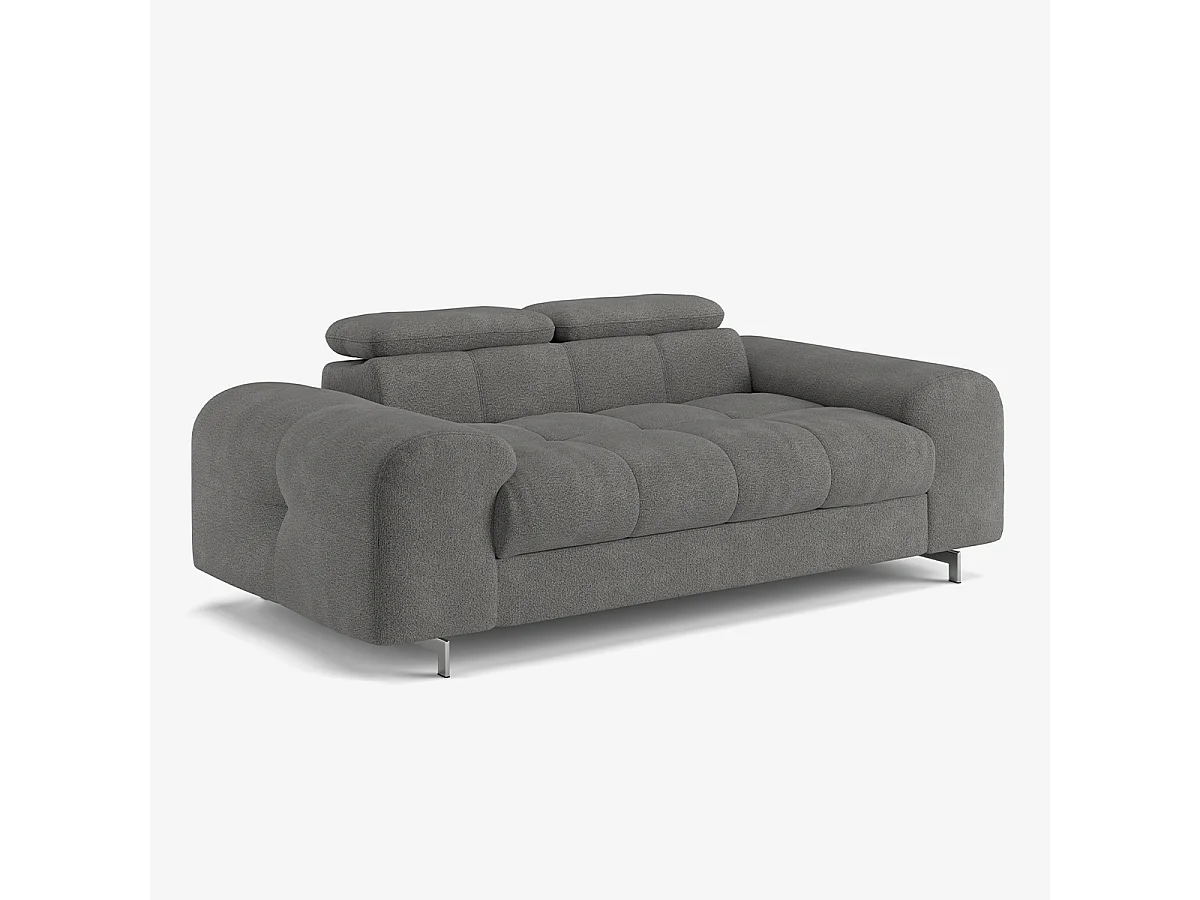 Divano moderno 2 posti in tessuto con poggiatesta regolabile Kuran - Antracite