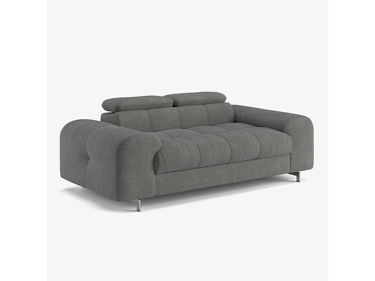 Sofá moderno de 2 plazas de tela con reposacabezas ajustable Kuran - Antracita