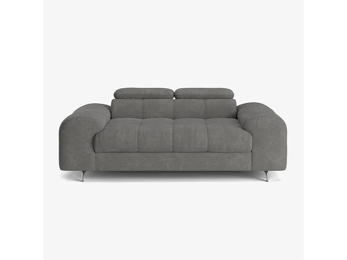 Sofá moderno de 2 plazas de tela con reposacabezas ajustable Kuran - Antracita