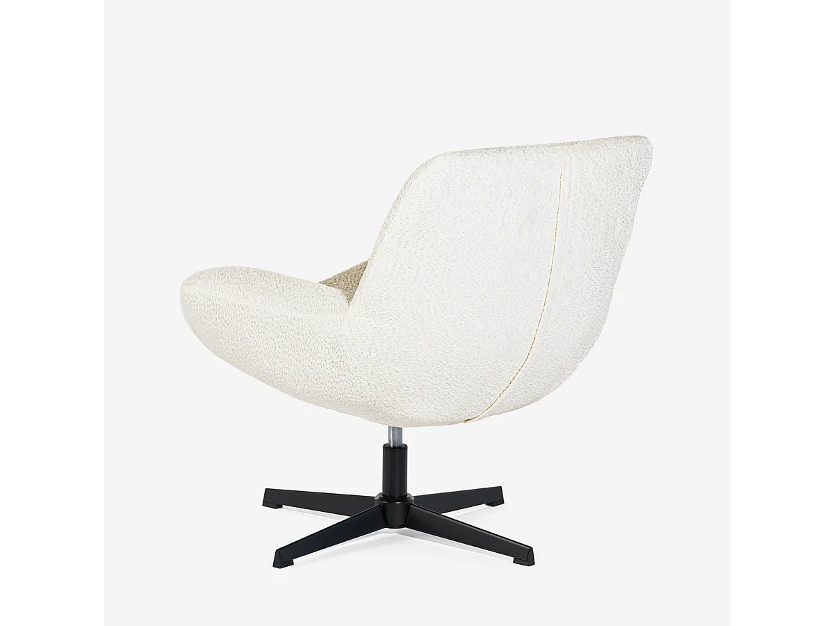 Sessel Wohnzimmer ergonomisch drehbar aus Bouclé mit Fußstütze Janes - Beige