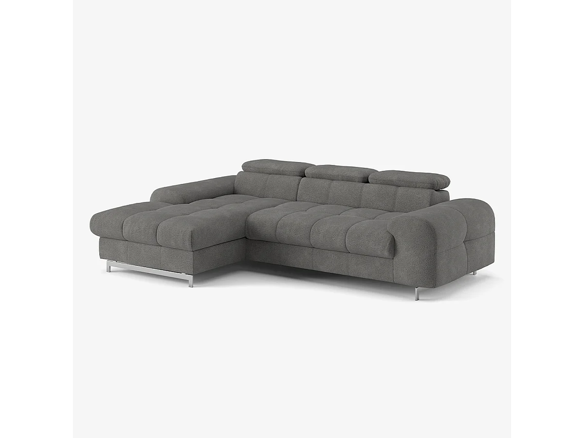 Divano 3 posti con penisola a sinistra e poggiatesta regolabile Tivon - Antracite