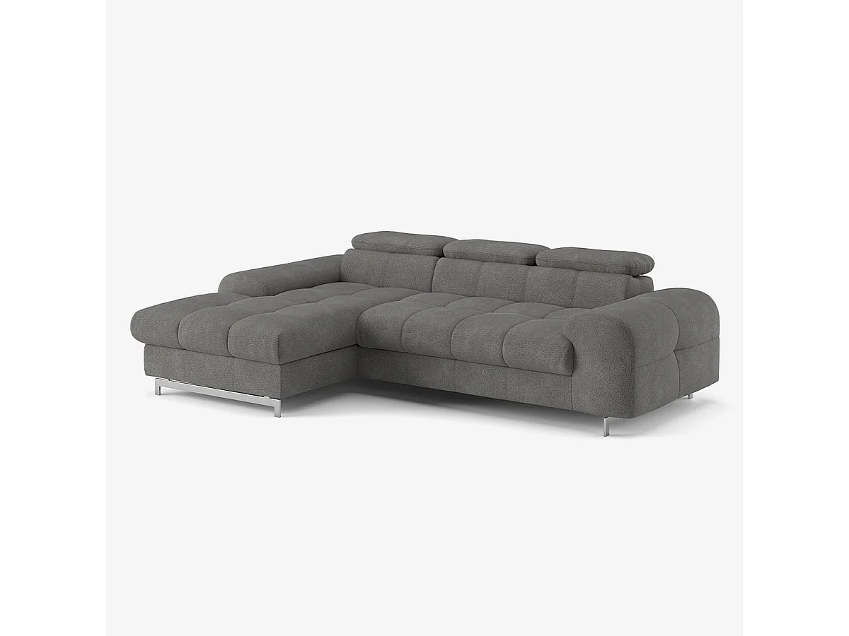 Sofá de 3 plazas con chaise longue a la izquierda y reposacabezas ajustable Tivon - Antracita