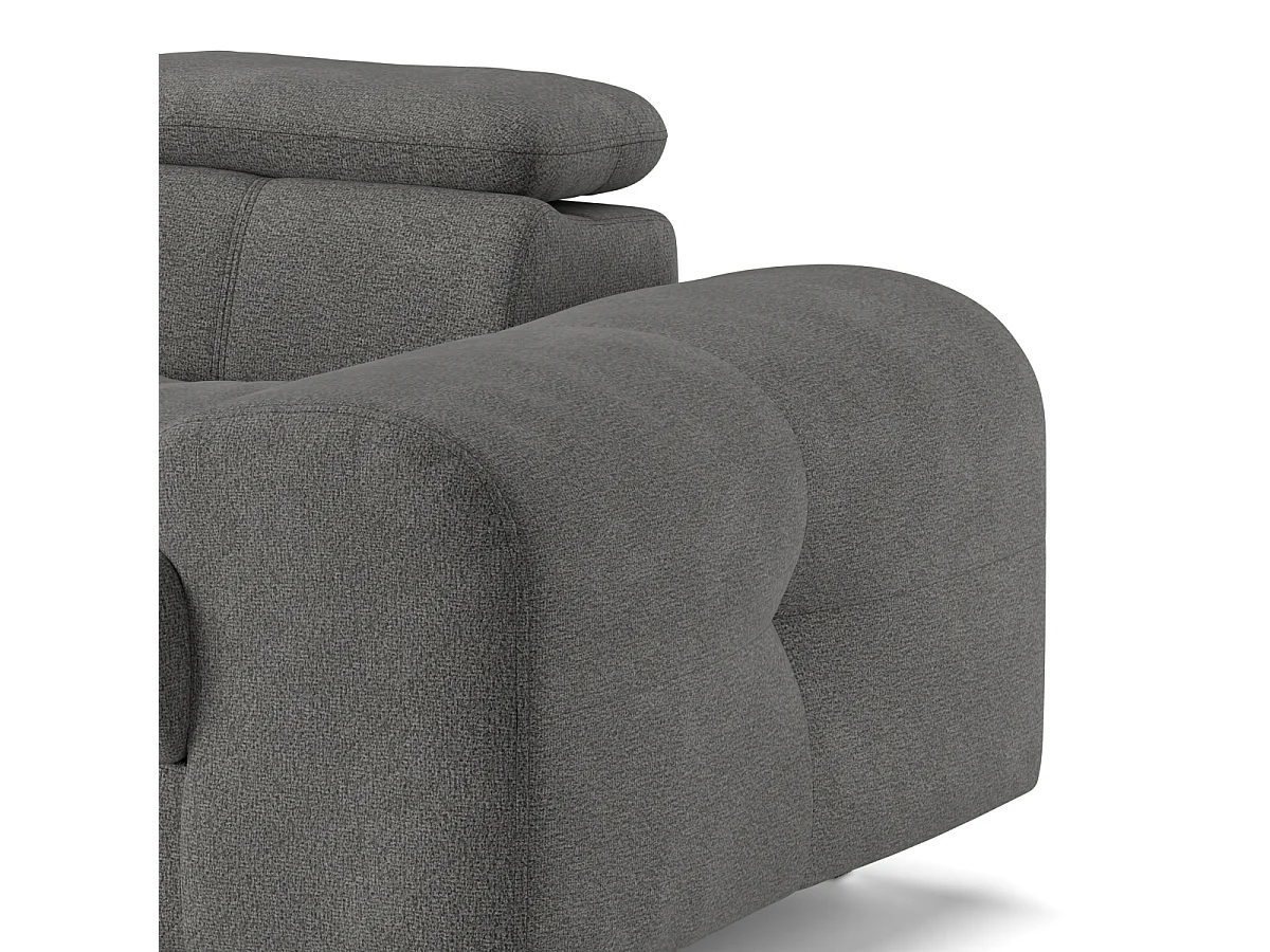 Sofá de 3 plazas con chaise longue a la izquierda y reposacabezas ajustable Tivon - Antracita