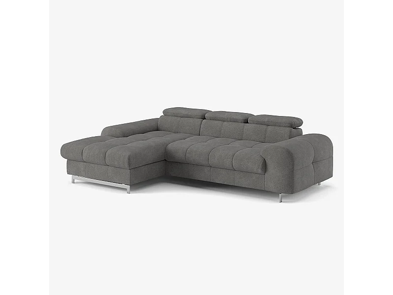 Sofá de 3 plazas con chaise longue a la izquierda y reposacabezas ajustable Tivon - Antracita