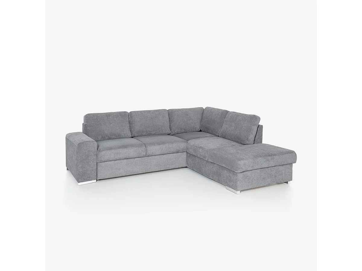 Moderner 3-Sitzer-Sofa mit rechter Ottomane in Chenille-Stoff Zafin - Grau