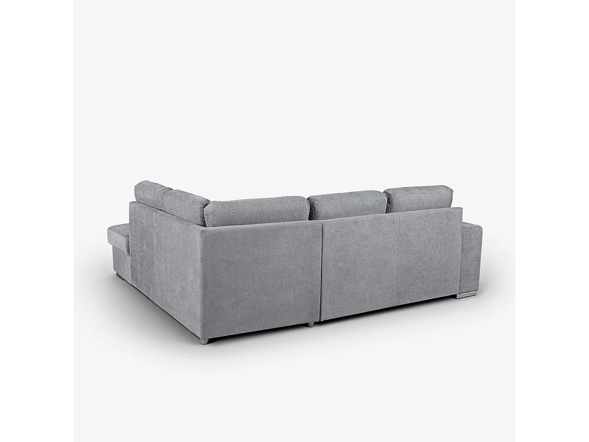 Moderner 3-Sitzer-Sofa mit rechter Ottomane in Chenille-Stoff Zafin - Grau