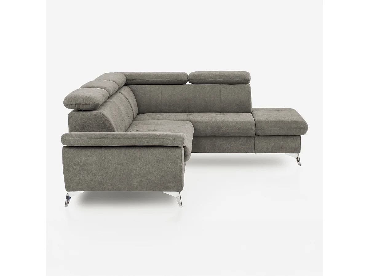 Verstellbares 3-Sitzer Schlafsofa mit rechter Ottomane und Stauraum Tova - Grau