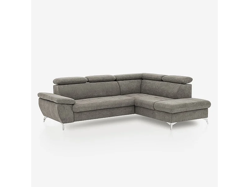 Sofá cama 3 plazas ajustable con chaise longue derecha con almacenamiento Tova - Gris