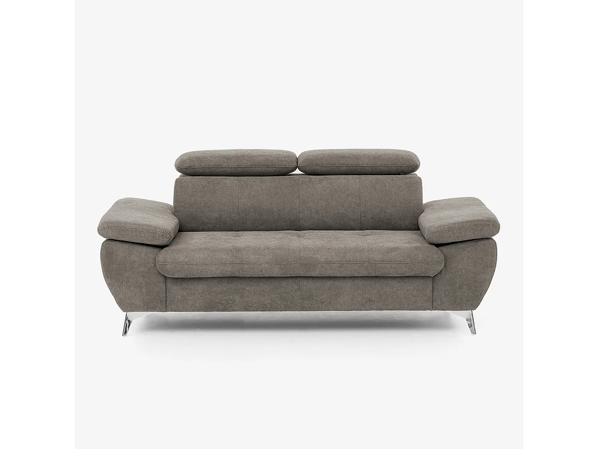 Sofá 2 plazas con respaldo y reposabrazos ajustables en tela Sumi - Gris