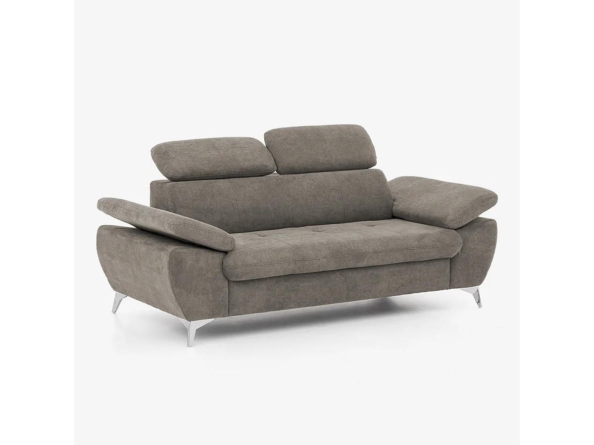 Sofá 2 plazas con respaldo y reposabrazos ajustables en tela Sumi - Gris