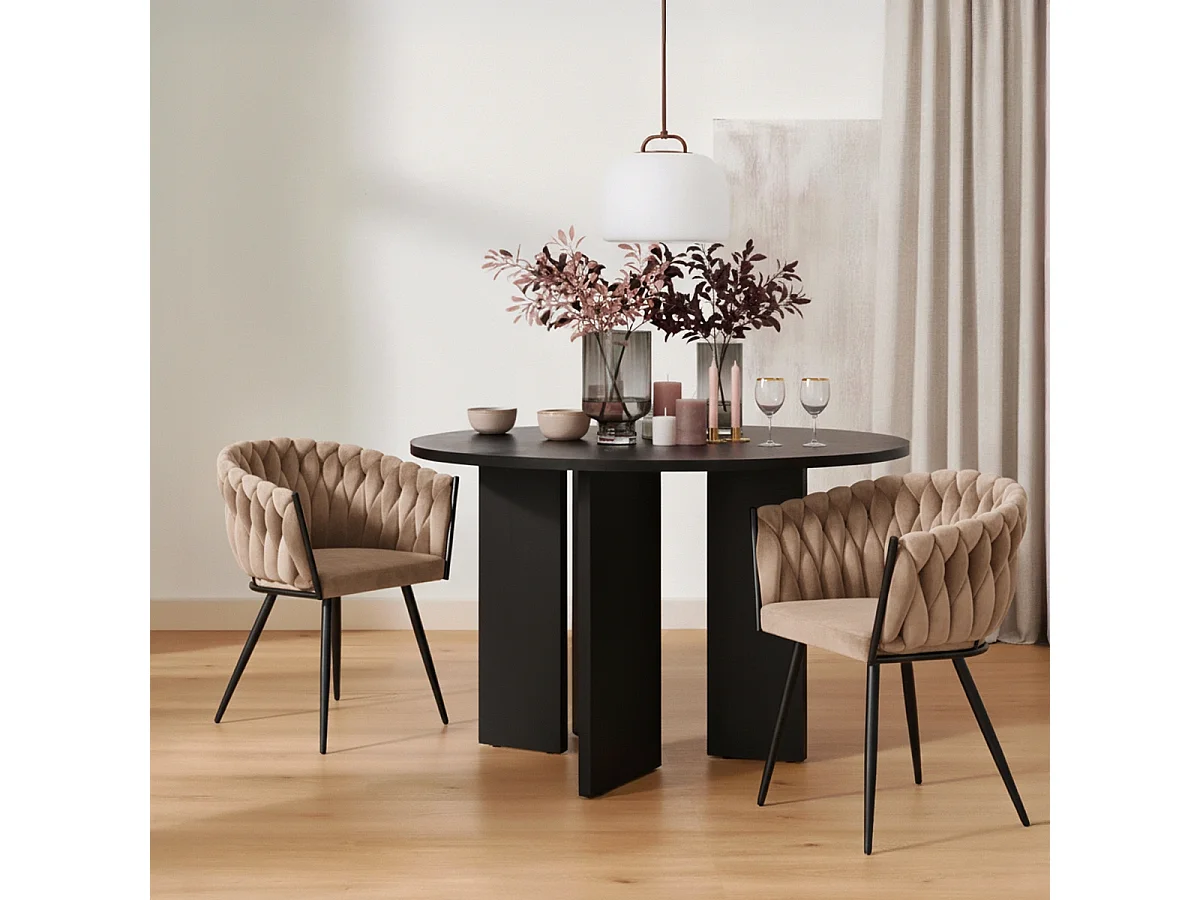 Poltrona sedia velluto design con braccioli cucina soggiorno Chantilly - Marrone