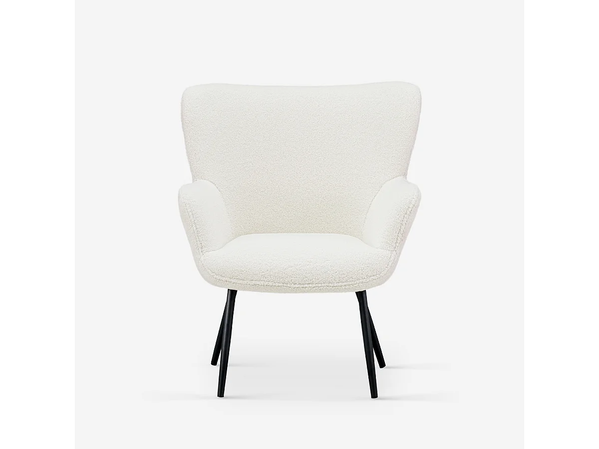 Sillón para salón moderno de tela bouclé color blanco Womb