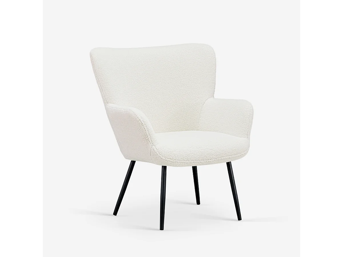 Poltrona da salotto moderna in tessuto bouclé bianco Womb