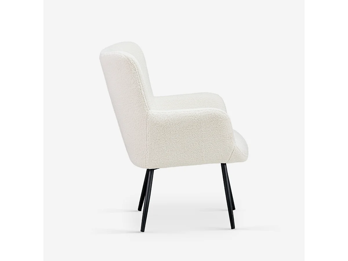Poltrona da salotto moderna in tessuto bouclé bianco Womb