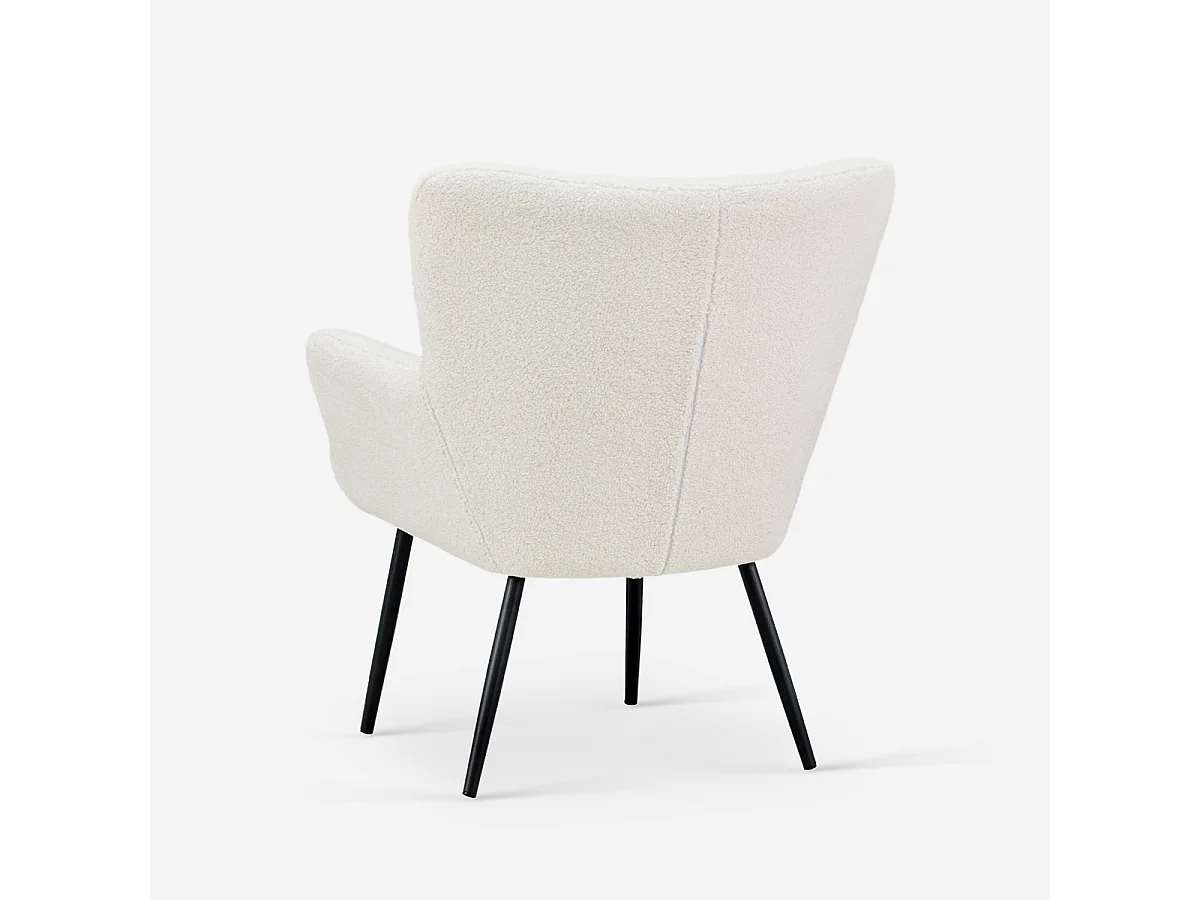 Poltrona da salotto moderna in tessuto bouclé bianco Womb