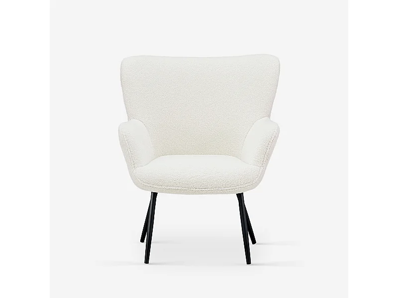 Sillón para salón moderno de tela bouclé color blanco Womb