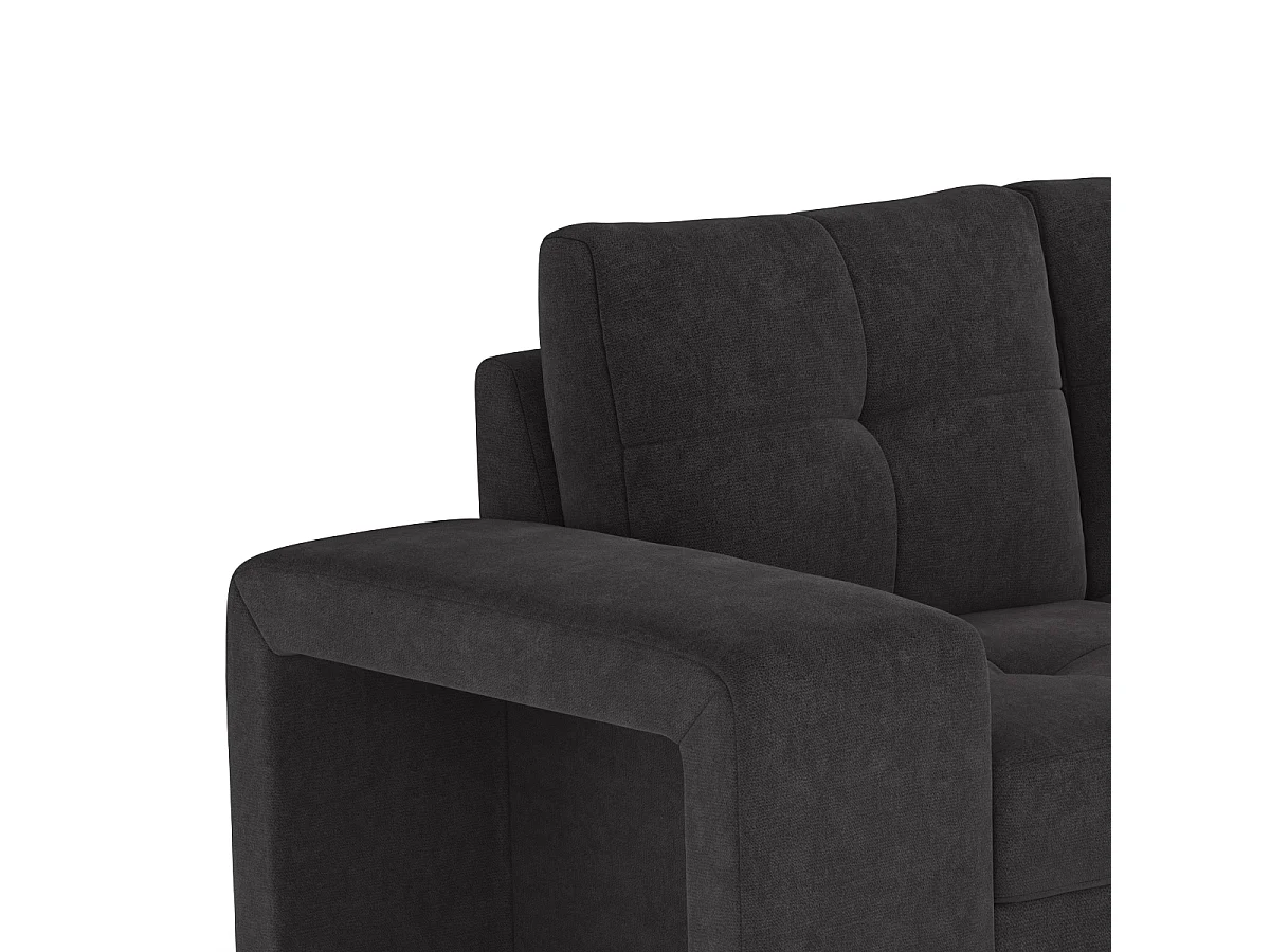 Moderner 3-Sitzer-Ecksofa mit rechter Ottomane und Hocker Vilo - Schwarz