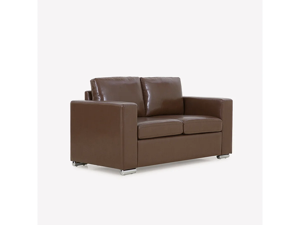 Divano da salotto classico 2 posti in similpelle marrone Momo