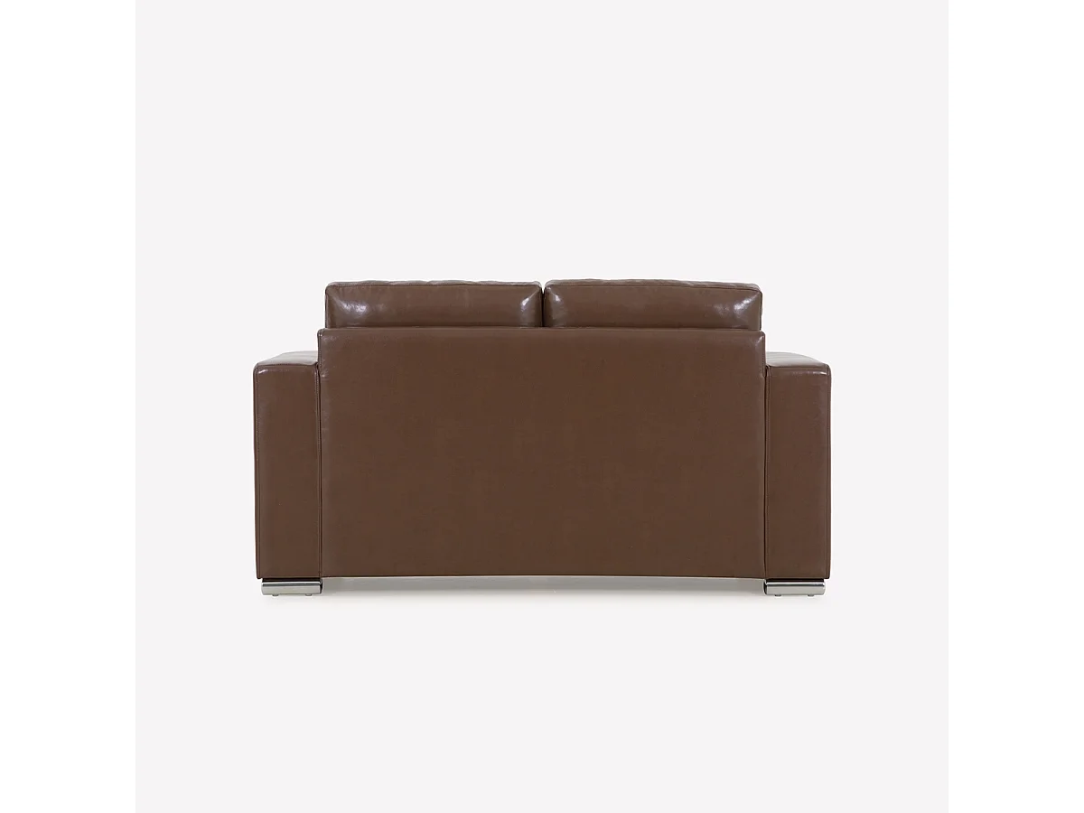 Sofa Wohnzimmer klassisch 2-Sitzer aus braunem Kunstleder Momo