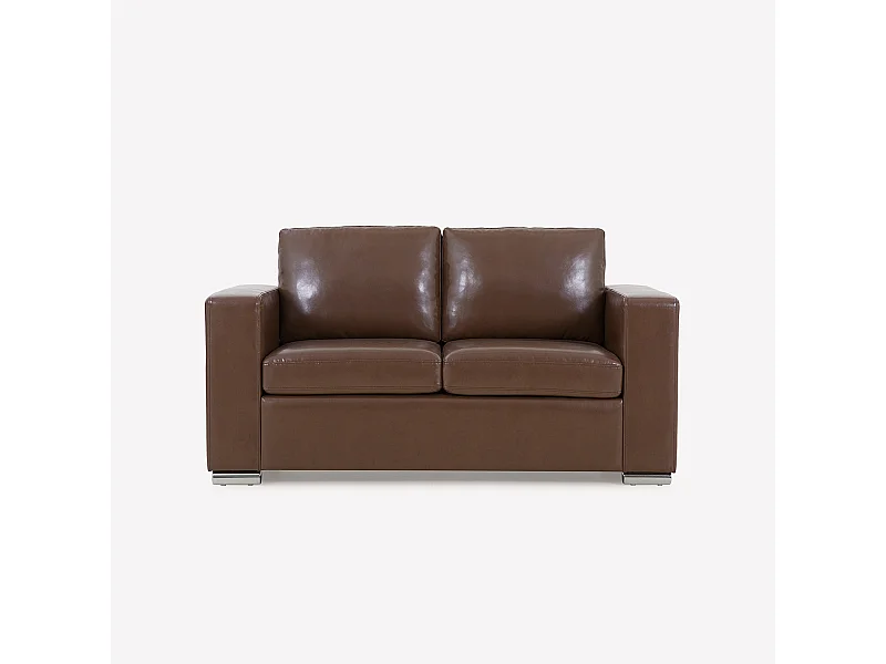 Divano da salotto classico 2 posti in similpelle marrone Momo