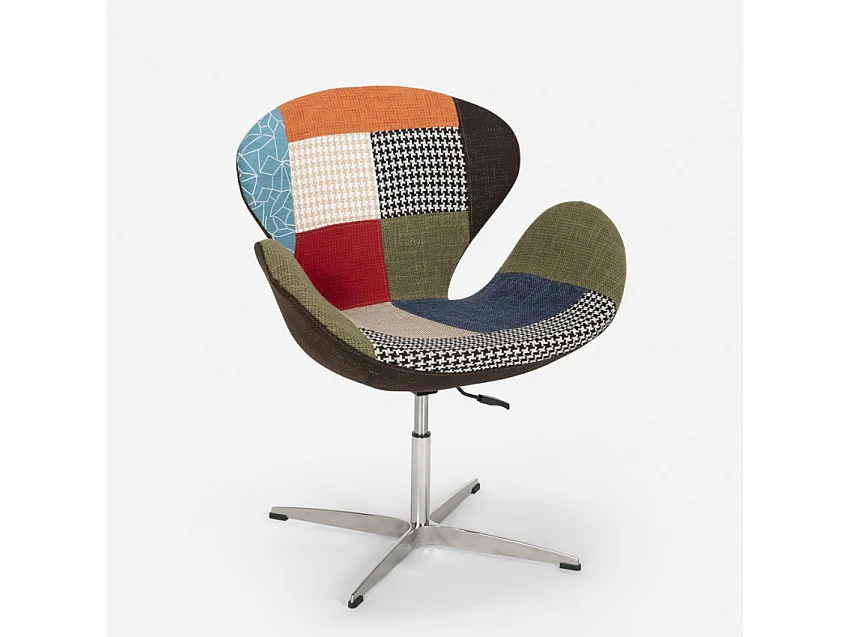 Sillón giratorio estudio de salón estilo patchwork de diseño moderno Stork - Patchwork 2