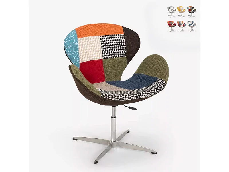 Sillón giratorio estudio de salón estilo patchwork de diseño moderno Stork - Patchwork 2